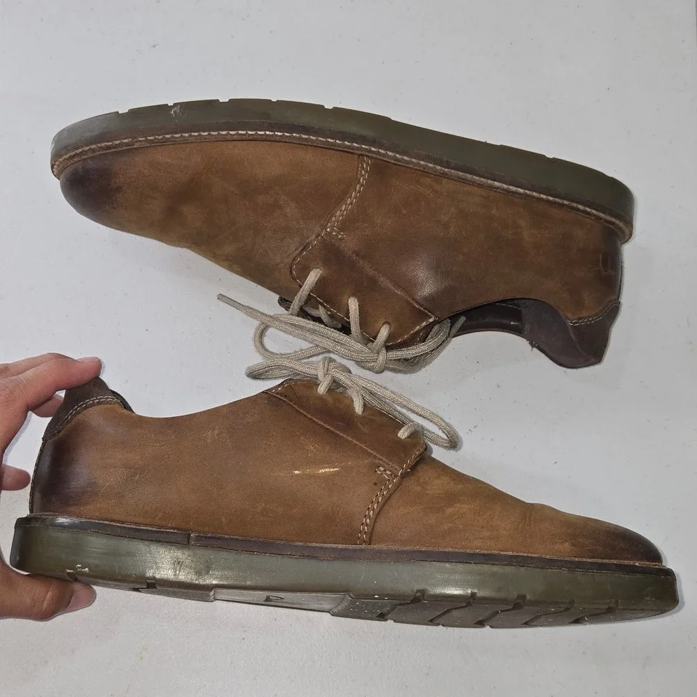Clarks Collection Mens 8.5 M Brown Leather Lace Up Derby Shoes 26138377675